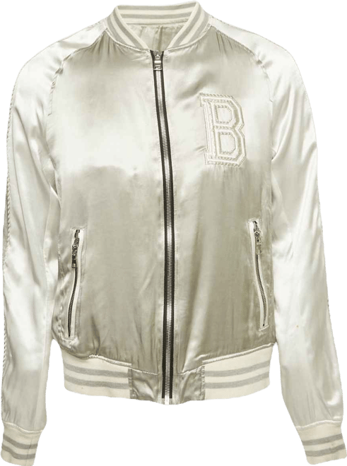 Women's Grey Satin Bomber Jacket