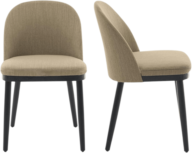 Upholstered Dining Chairs Set of 2,Modern Fabric Dinner Chairs with Wood Legs