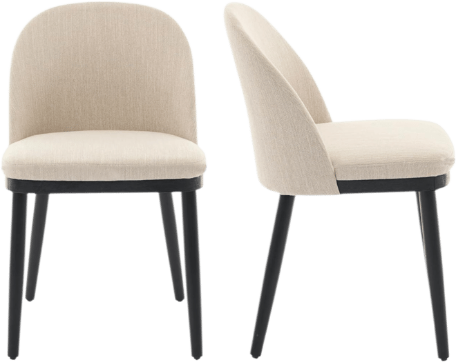 Upholstered Dining Chairs Set of 2,Modern Fabric Dinner Chairs with Wood Legs