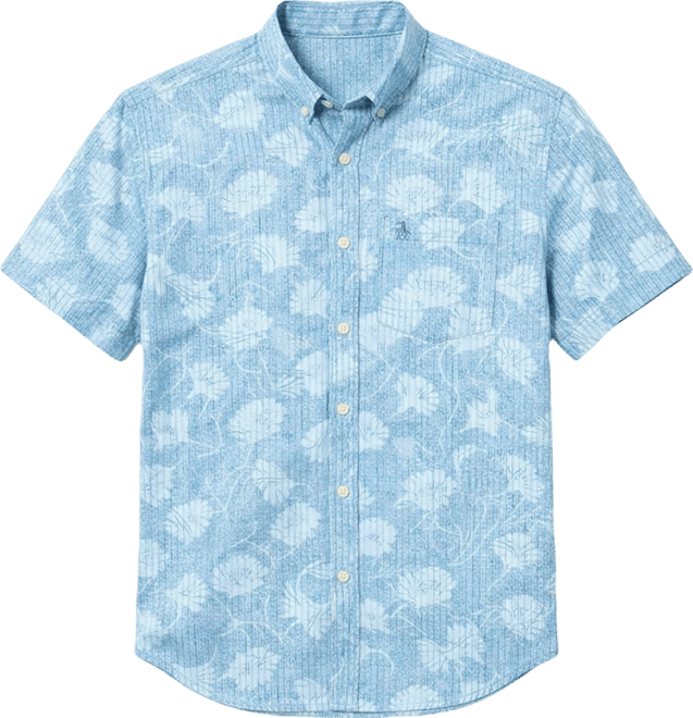 Men's All-Over Flower Print Collared Shirt