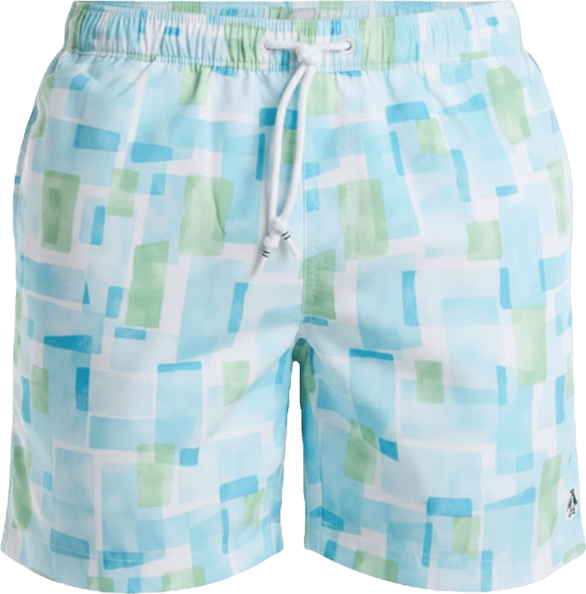 Men's Retro Geo Print Slim-Fit Swim Shorts