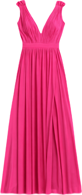 Women's Sleeveless Pleated Chiffon V-Neck Gown