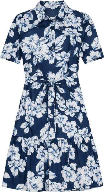 calvin klein floral print shirt dress Calvin Klein Women's Short Sleeve Collared Floral Print Midi Dress