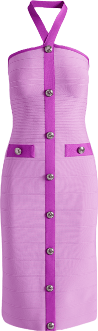 Halter Neck Color Block Bandage Sheath Dress Purple | Boston Proper