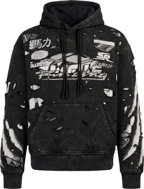 Shop Smoke Rise Racing Double Layer Hoodie FO26S428SN-BLK black