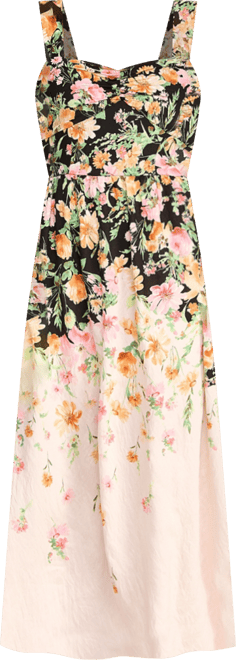 Juniors' Floral Sweetheart Neck Midi Dress