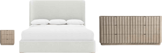 3-Pc. Wood Loggia Bedroom Set Queen Bed, Dresser and Nightstand