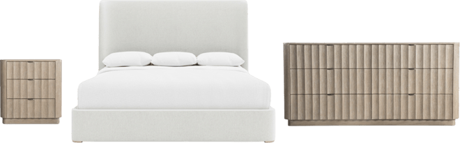 3-Pc. Wood Loggia Bedroom Set King Bed, Dresser and Nightstand