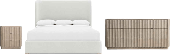 3-Pc. Wood Loggia Bedroom Set California King Bed, Dresser and Nightstand