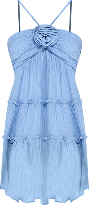 Juniors' Gauzy Rosette Mini Dress