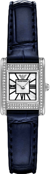 Women's Two-Hand Blue Leather Watch, 26mm