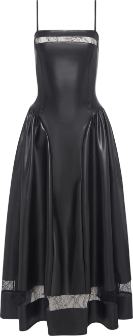 Women's Lace Panel Corset Midi Dress