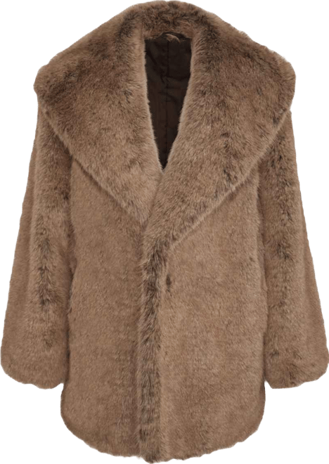 Women's Shawl Collar Faux Fur Coat