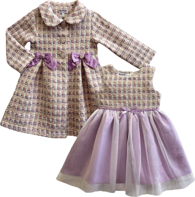 Girls' 2T-6X Boucle Coat & Dress, 2-Piece Set