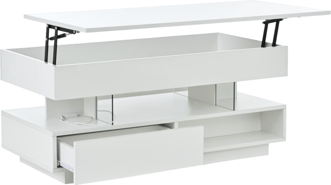 Lift Top Coffee Table with Hidden Storage Led Lights