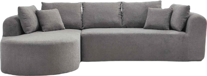 Light Gray Corduroy Cloud Sectional Sofa with L-Shape Chaise