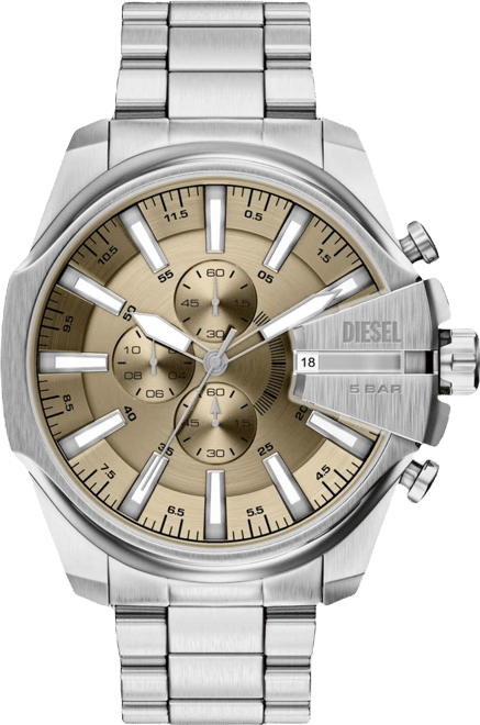 Men's Mega Chief Slim Quartz Chronograph Silver Stainless Steel Watch, 48mm