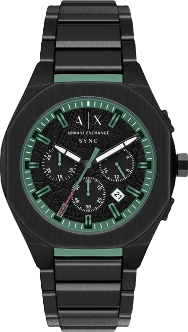 Armani Exchange Men's Sync Quartz Chronograph Black Stainless Steel Watch, 44mm
