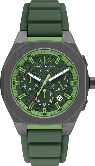 Armani Exchange Men's Sync Quartz Chronograph Green Silicone Watch, 44mm