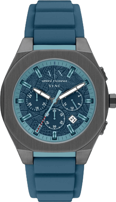 Armani Exchange Men's Sync Quartz Chronograph Blue Silicone Watch, 44mm