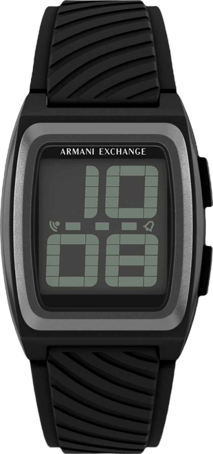 Armani Exchange Men's Lcd Black Silicone Watch, 42mm