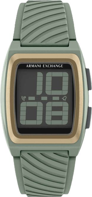 Armani Exchange Men's Lcd Green Silicone Watch, 42mm