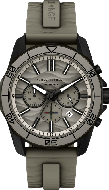 Armani Exchange Men's Quartz Chronograph Gray Silicone Watch, 44mm