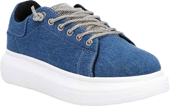 ena rhinestone embellished denim sneakers