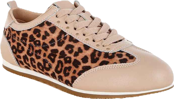 Narati Leopard Print Real Leather Sneakers