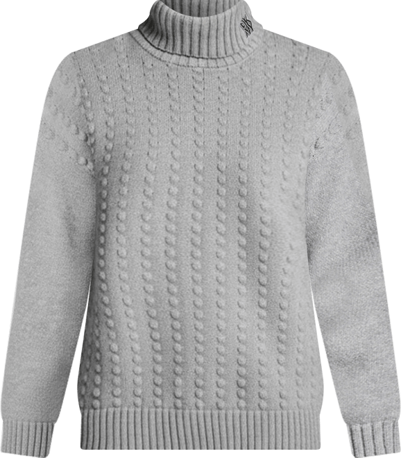 Women's Turtle Neck Bobble Stitch Long Sleeves Sweater