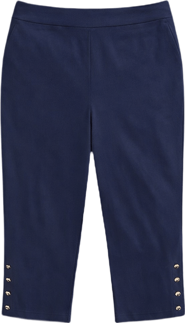 Plus Size Side-Button Capri Pants, Macy's Exclusive