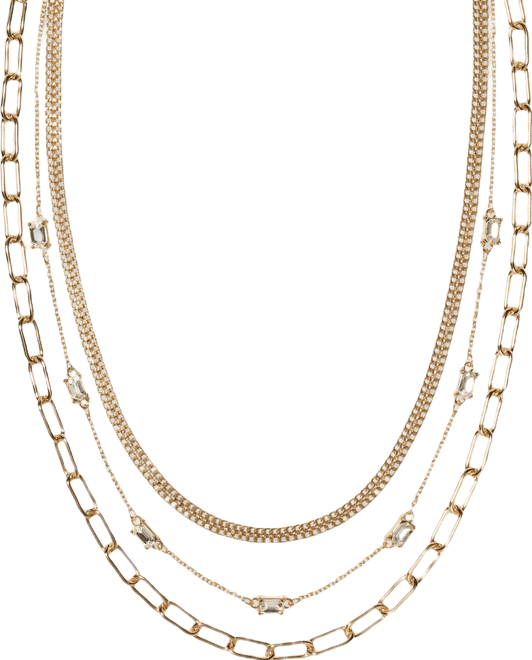 Gold-Tone Multi Strand Mixed Chain Layered Necklace, 16" + 3" extender, Macy's Exclusive