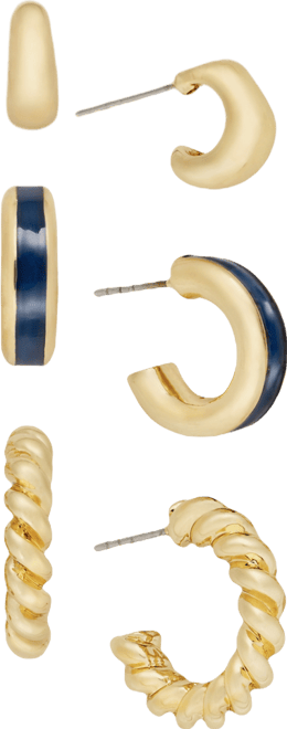 Gold-Tone 3-Pc. Set Huggie Hoop Earrings, Macy's Exclusive