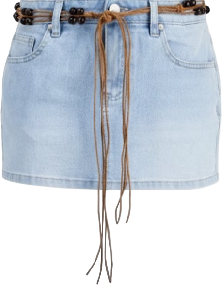 Juniors' Denim Belted Mini Skirt