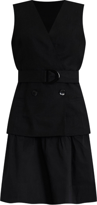 Women's Belted V-Neck Short Dress