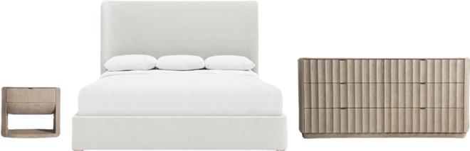 3-Pc. Wood Loggia Bedroom Set King Bed, Dresser and Nightstand