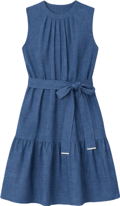 Women's Sleeveless Crew Neck Drop Waist Short Dress