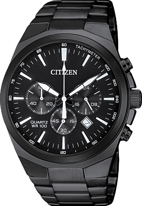 Citizen Quartz Mens Black Stainless Steel Bracelet Watch An8175