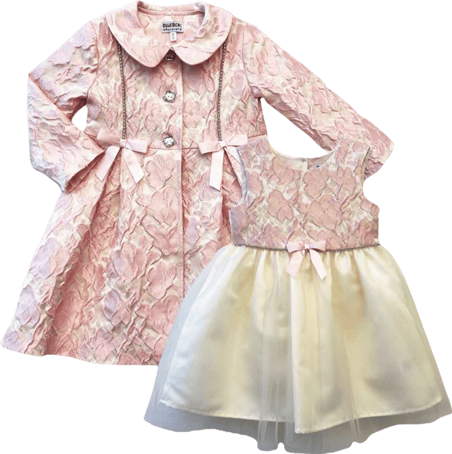 Girls' 2T-6X Jacquard Coat and Sleeveless Dress, 2-Piece Set