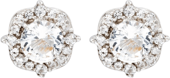 Suzy Levian Sterling Silver Sapphire 0.66cttw Halo Stud Earrings