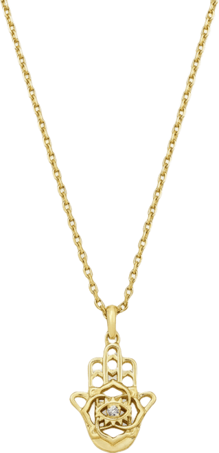 Cubic Zirconia 14K Gold-Tone Over Brass Pendant Necklace