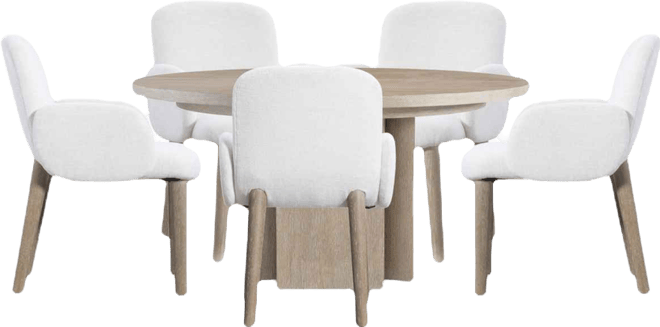 6-Pc. Loggia Dining Set Round Table and Arm Chairs