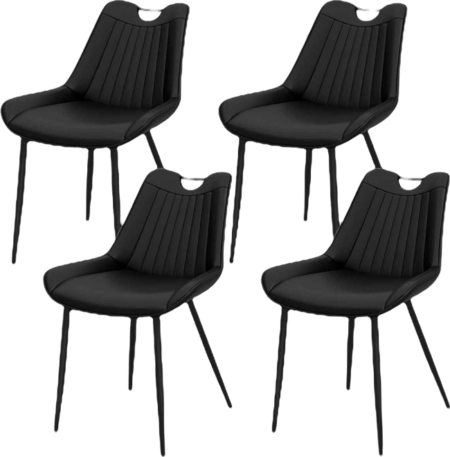 Dining Chair Set of 4 Faux Leather Upholstered Kitchen Chairs with Metal Legs