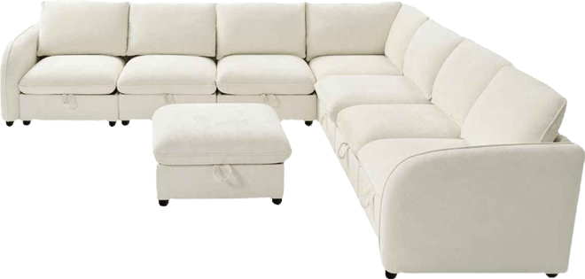 Terencio 132" Modern Modular Storage Sectional Sofa with Hassle-free Assembly