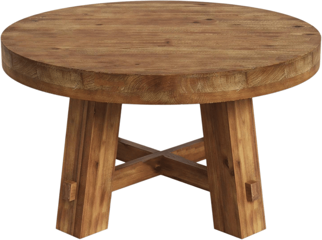 31.5-Inch Round Coffee Table, Solid Wood Center Table