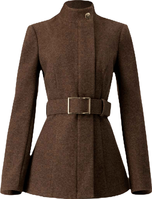 Women's Belted High Neck Coat