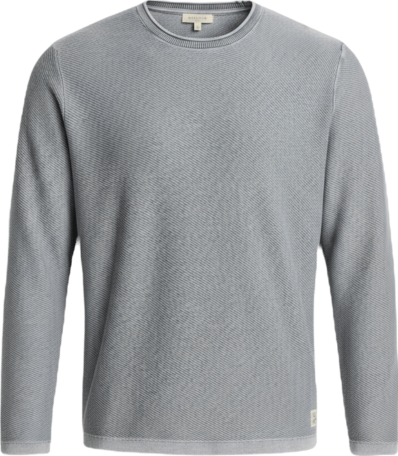 Men's Long Sleeve Crewneck Twill Stonewash Sweater