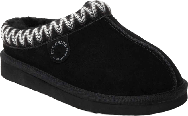 Fireside by  Women's Greta Genuine Shearling Clog Slipper with Embroidery