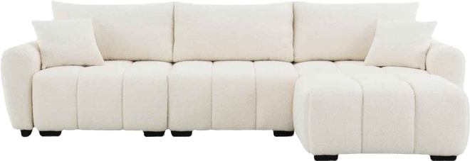 110" Modular Sectional Sofa, L-Shape, Extra-Large Seat, Movable Ottoman, Boucle Fabric