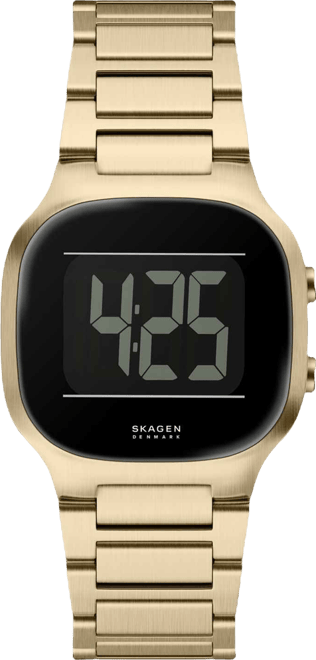 Men's Mellem Digital Lcd Gold Stainless Steel Watch, 38mm